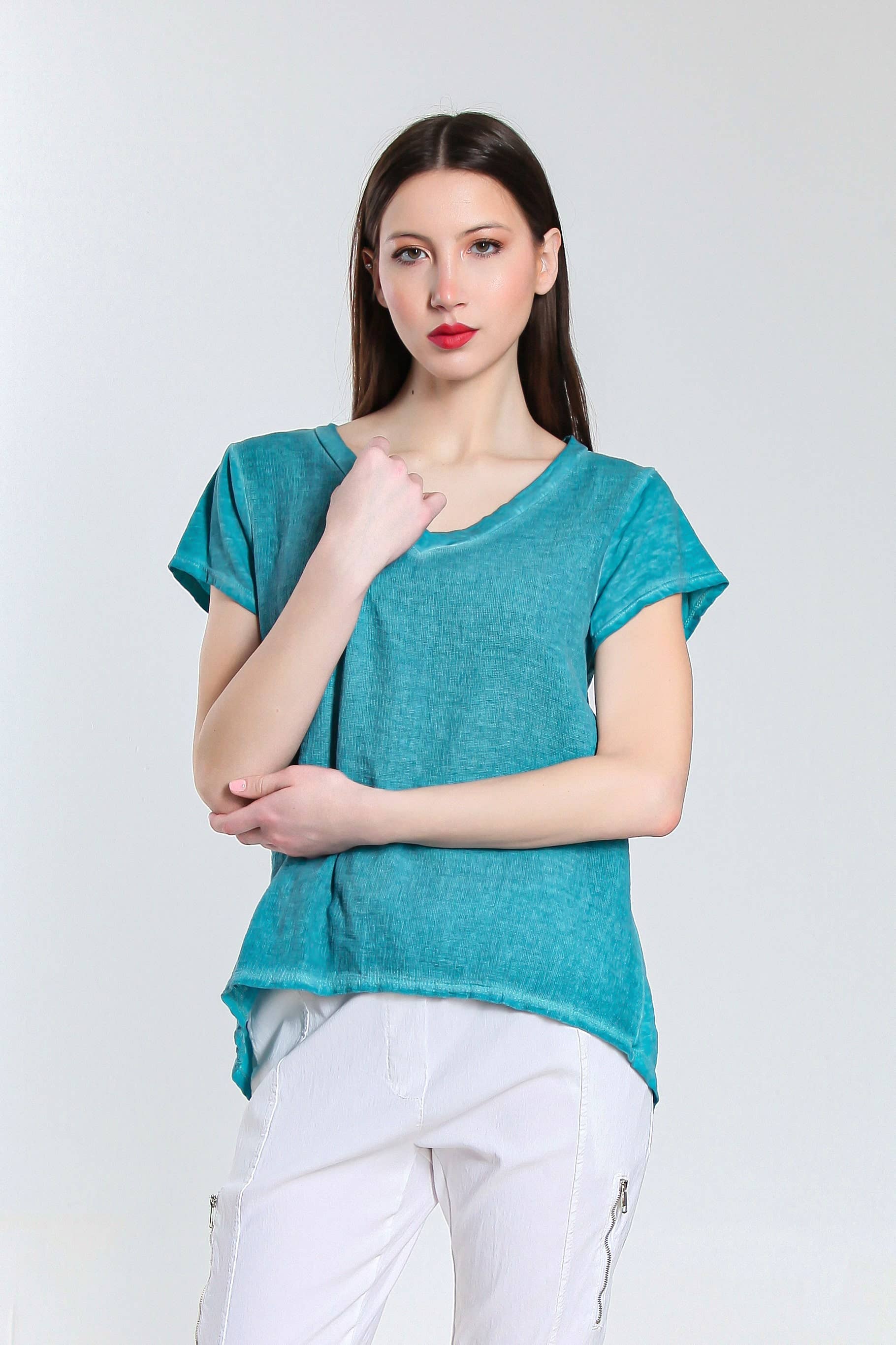 TINA Stephens Italy/Tees By Tina - Wholesale Blouse - Women's - Nola Cotton/Linen V-Neck Top (BSS207)7