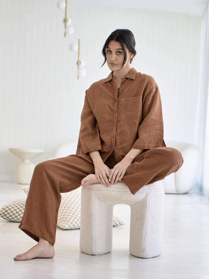 Fundamental Linen Shirt - Nutmeg for wholesale on Faire