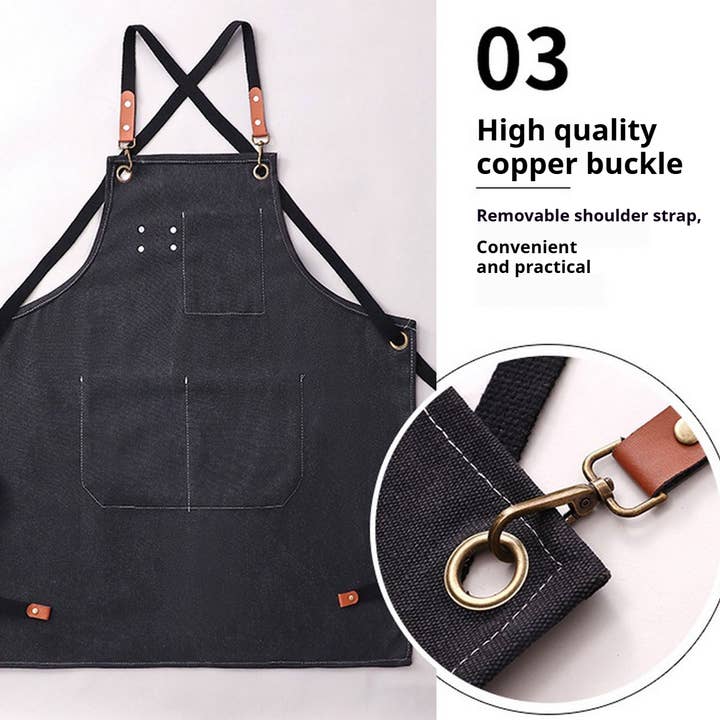 ACCITY - Wholesale Apron - Custom Cotton Canvas Kitchen Apron for Women_CWMM6623