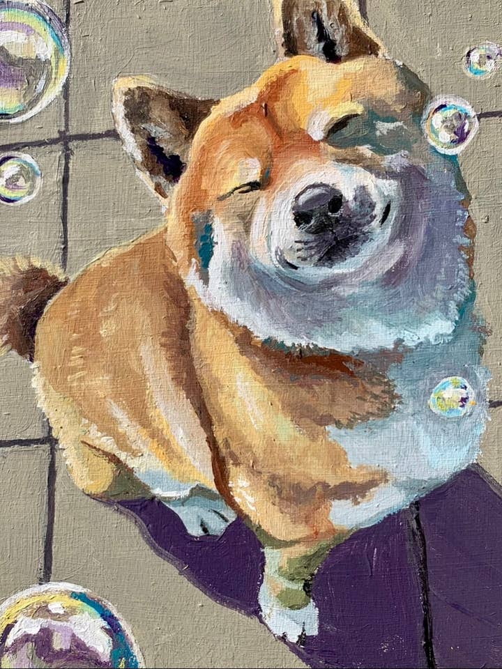 Bubbly Shiba Inu Print: Funny Dog Poster for wholesale by mohrdoesart