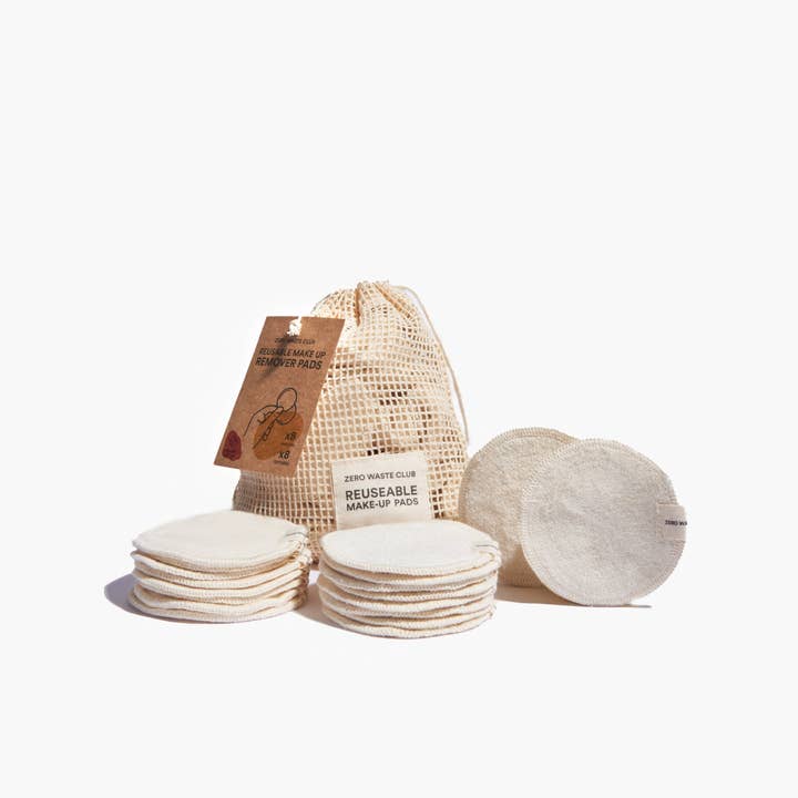 Re:gn - Wholesale Make-up remover - Organic Reusable Cotton Makeup Remover Pads - Eco Cotton Washable Pads, Pack of 16