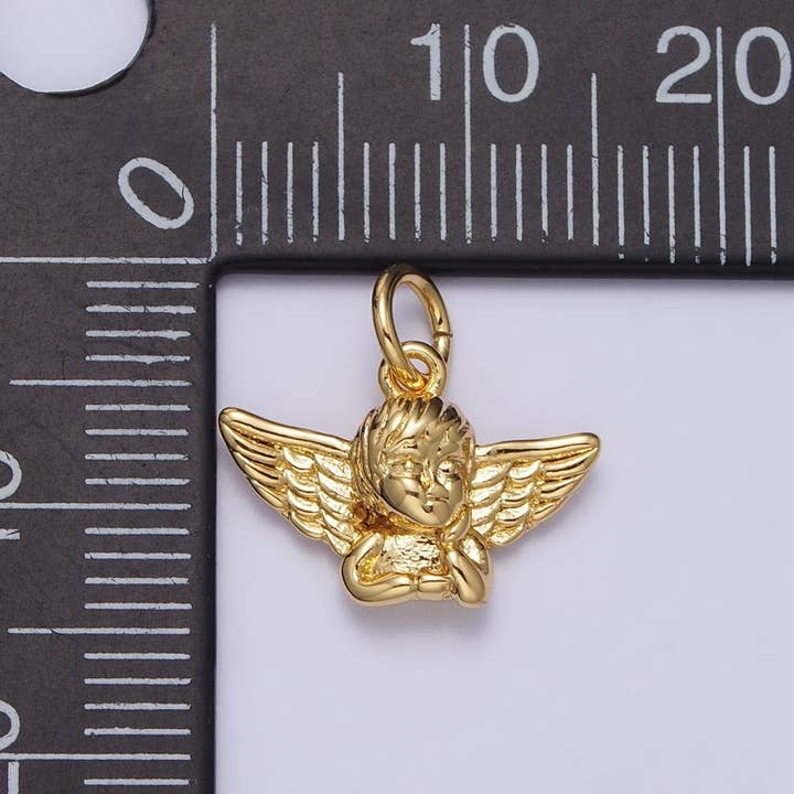 Aim Eternal - Wholesale Individual charm/pendant - Cherub Baby Angel Valentine Puffed Add-On Charm in Gold & Silver | AC316 AC3173