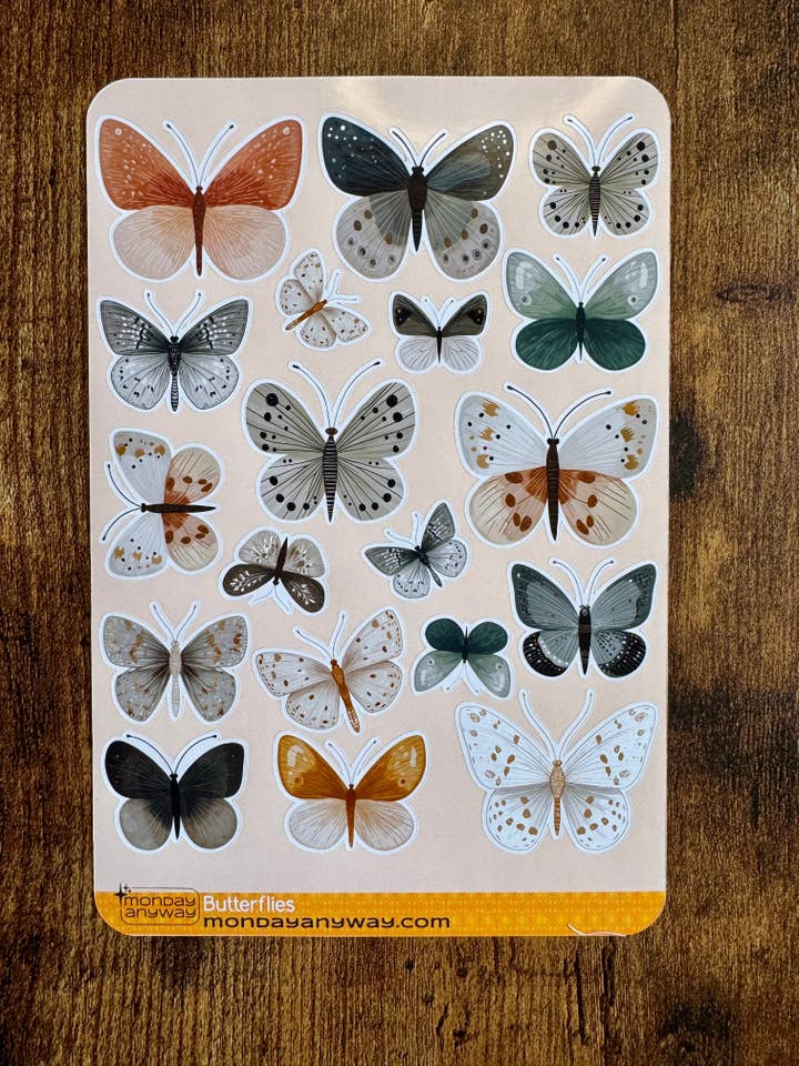Butterflies Sticker Sheet for wholesale by Monday Anyway