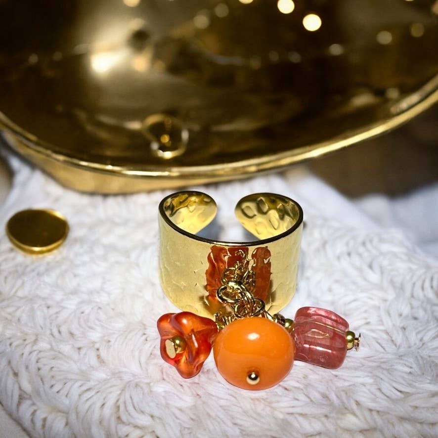 TOURMALYN - Wholesale Cocktail/Statement Ring - Fine gold plated ring with Opal stone and Quartz8