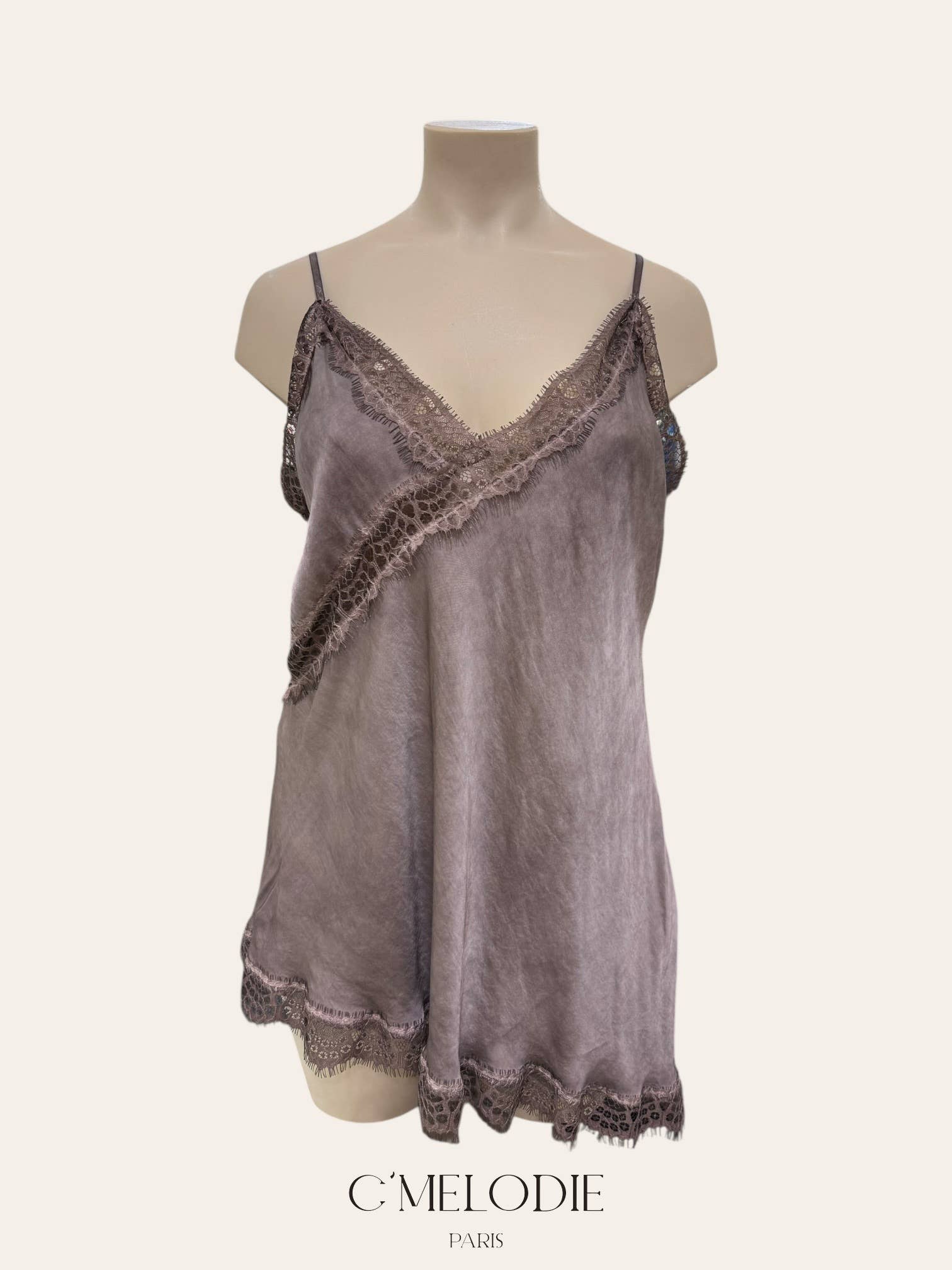 C'MELODIE - Vendita all'ingrosso Camicetta - Donna - Taglia Grande - Top in raso con pizzo1