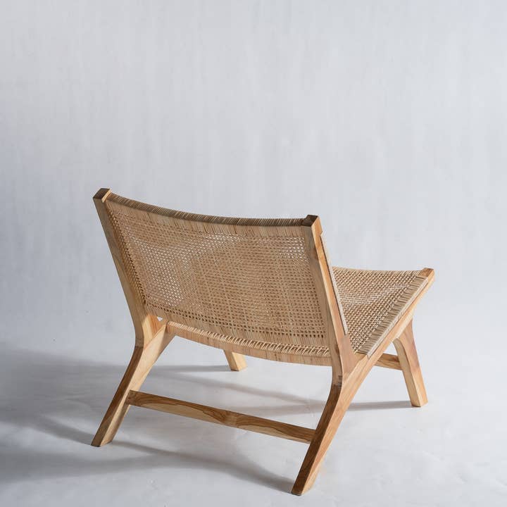 Office Objets - Wholesale Chair - Reclined chair in natural wood and woven rattan10