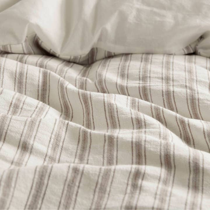 Olliix - Wholesale Bedding Set - 3 Piece Yarn-Dyed Stripes All-Seasons Duvet Set, Tan13