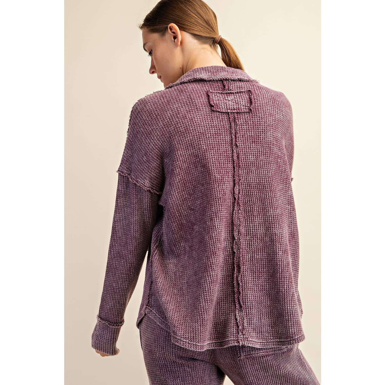 Rae Mode - Wholesale Athletic Top - Women's - MINERAL WASHED WAFFLE POLO SWEATSHIRT14