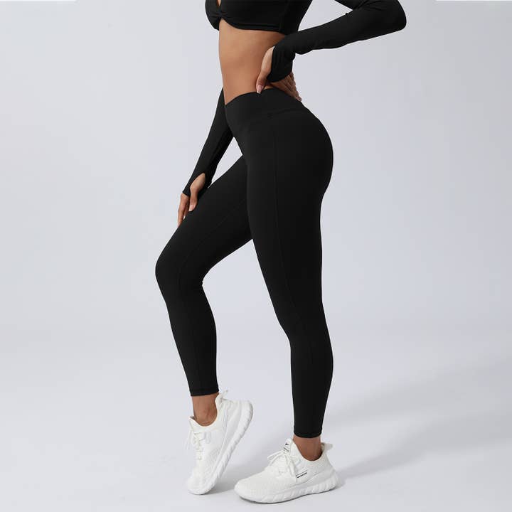 Sodalemon - Wholesale Athletic/Lounge Leggings - Women's - Women Peach Hip V Cross Back Fitness Yoga Leggings7