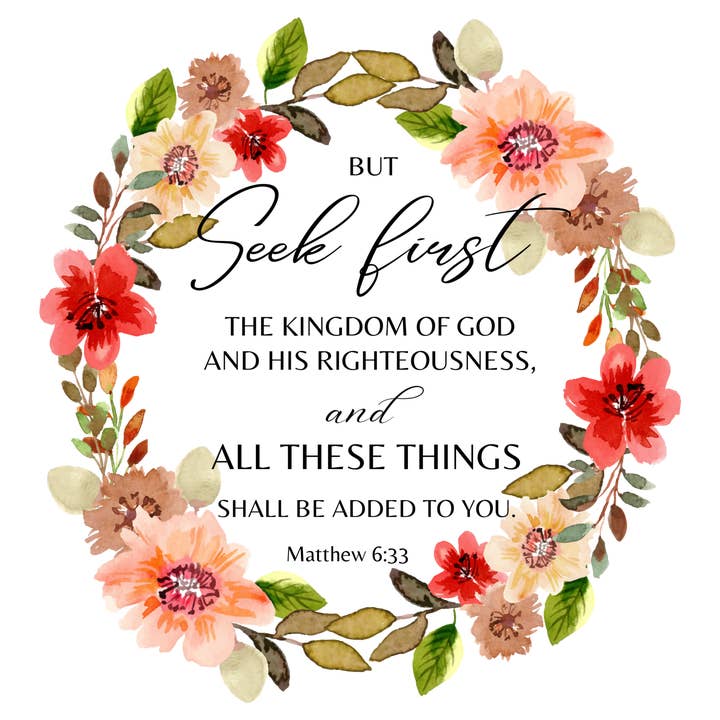 But Seek First The Kingdom Clear, Vinyl Sticker, 3x3 in. for wholesale by Savannah and James Co