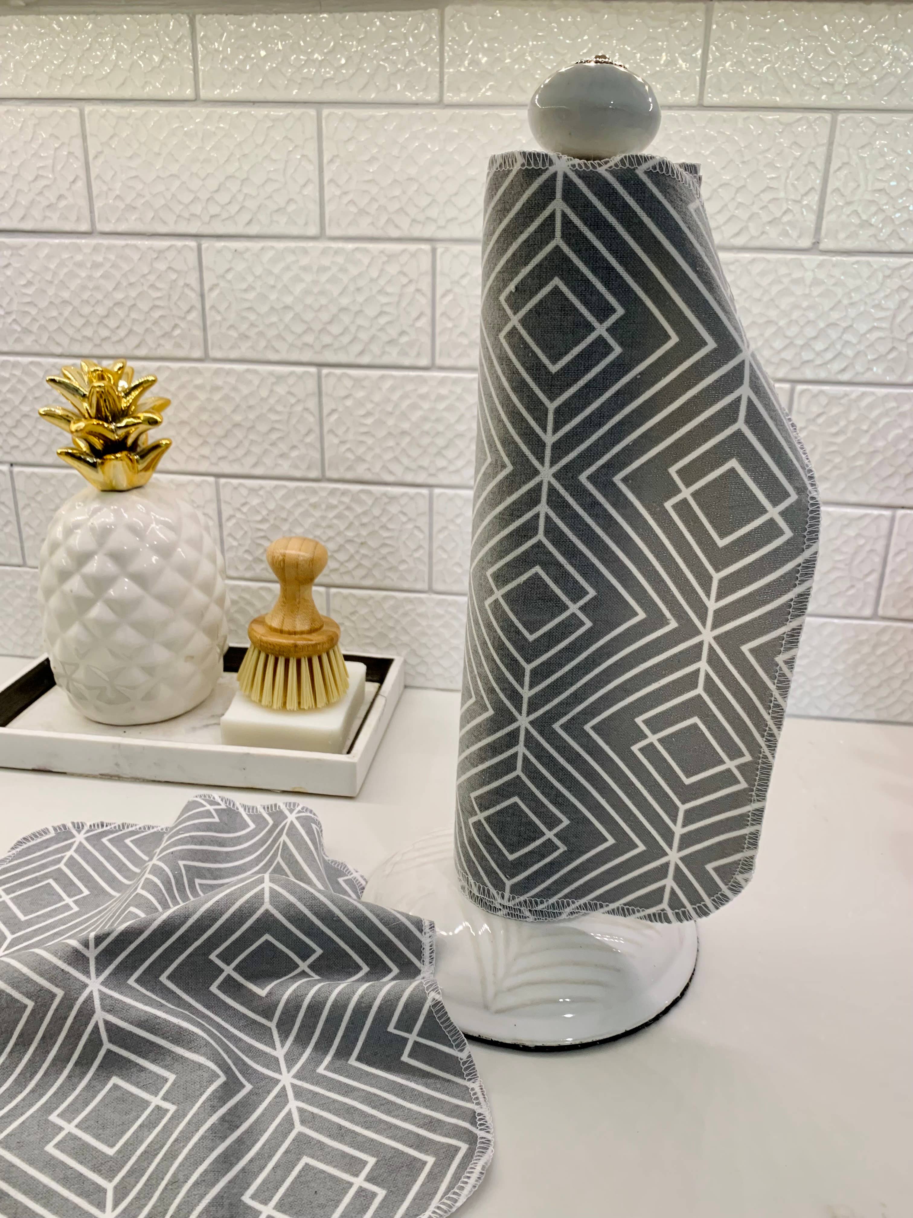 One World Zero Waste - Wholesale Dishcloth - NonPaper Towels- Gray Geometric4