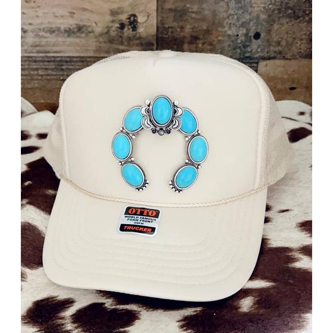 SB Western Turquoise Squash Blossom Trucker Hat Pin for wholesale on Faire