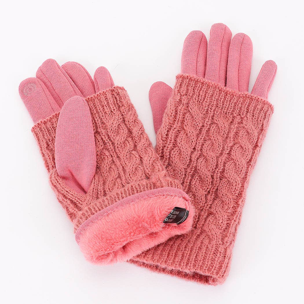 3AM BY H&D ACCESSORIES - Wholesale Gloves - Women's - Polyester Fleece 2pcs Knitted Gloves5