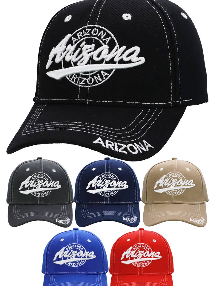 Arizona Kursiv Logotyp Broderad Sticksöm Keps för wholesale av Cap Zone