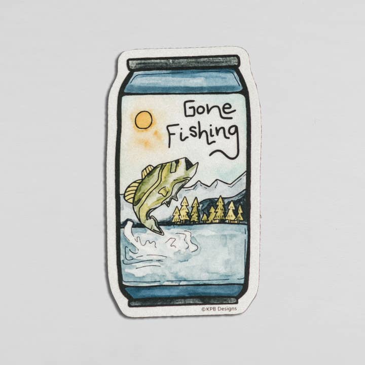 Autocollant en vinyle pour canette de bière Gone Fishing pour la vente par Sticker Girl