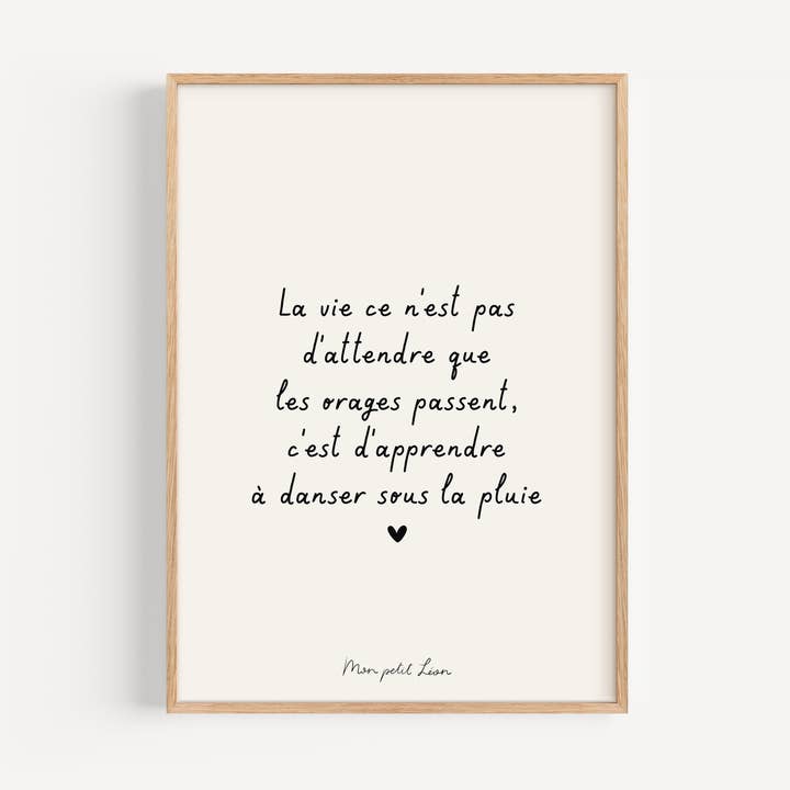 A4 poster quote Dancing in the rain for wholesale by Mon petit Léon