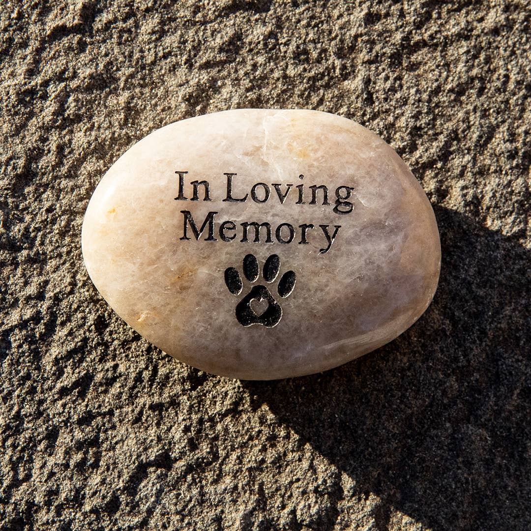 SHOPGIVECOURAGE - Wholesale Spiritual Stone/Crystal - In Loving Memory River Rock - Pawprint (picture)