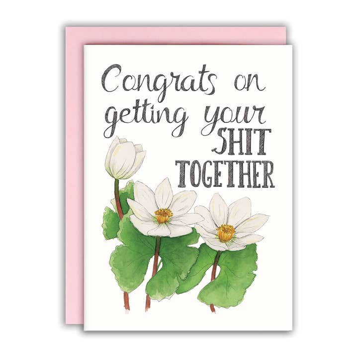 Félicitations pour la Carte de Getting Your Shit Ensemble pour la vente par Naughty Florals