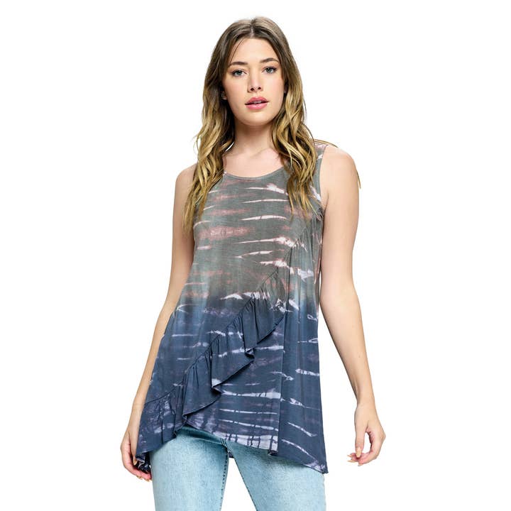 Yak & Yeti - Venta al por mayor Túnica - Mujer - Top boho chic con volantes y teñido anudado3