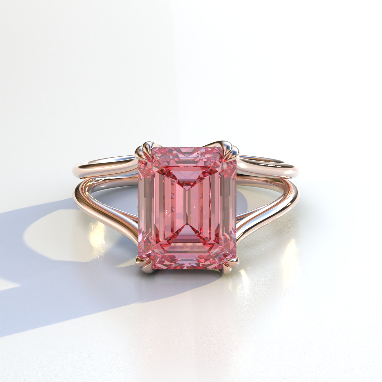 Mohana Jewels - Luxury – Anel de noivado por atacado – Anel de Noivado com Diamante Cultivado em Laboratório Rosa Intenso Fancy Corte Esmeralda - Tesira11