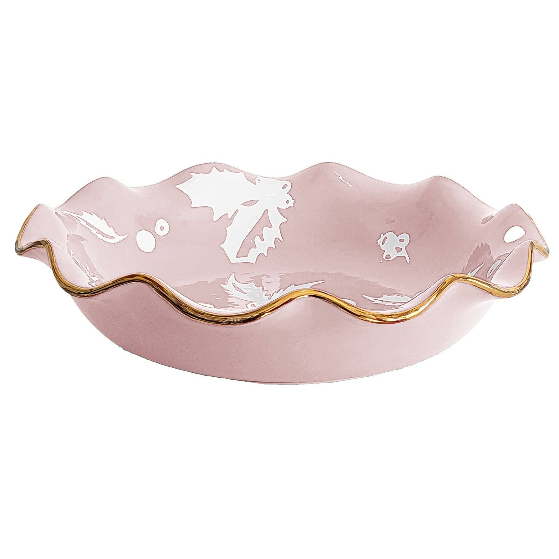 Lo Home | Ruby Clay - Wholesale Decorative Plate/Dish/Bowl - Deck the Halls Scalloped Bowls with 22K Gold Accent0