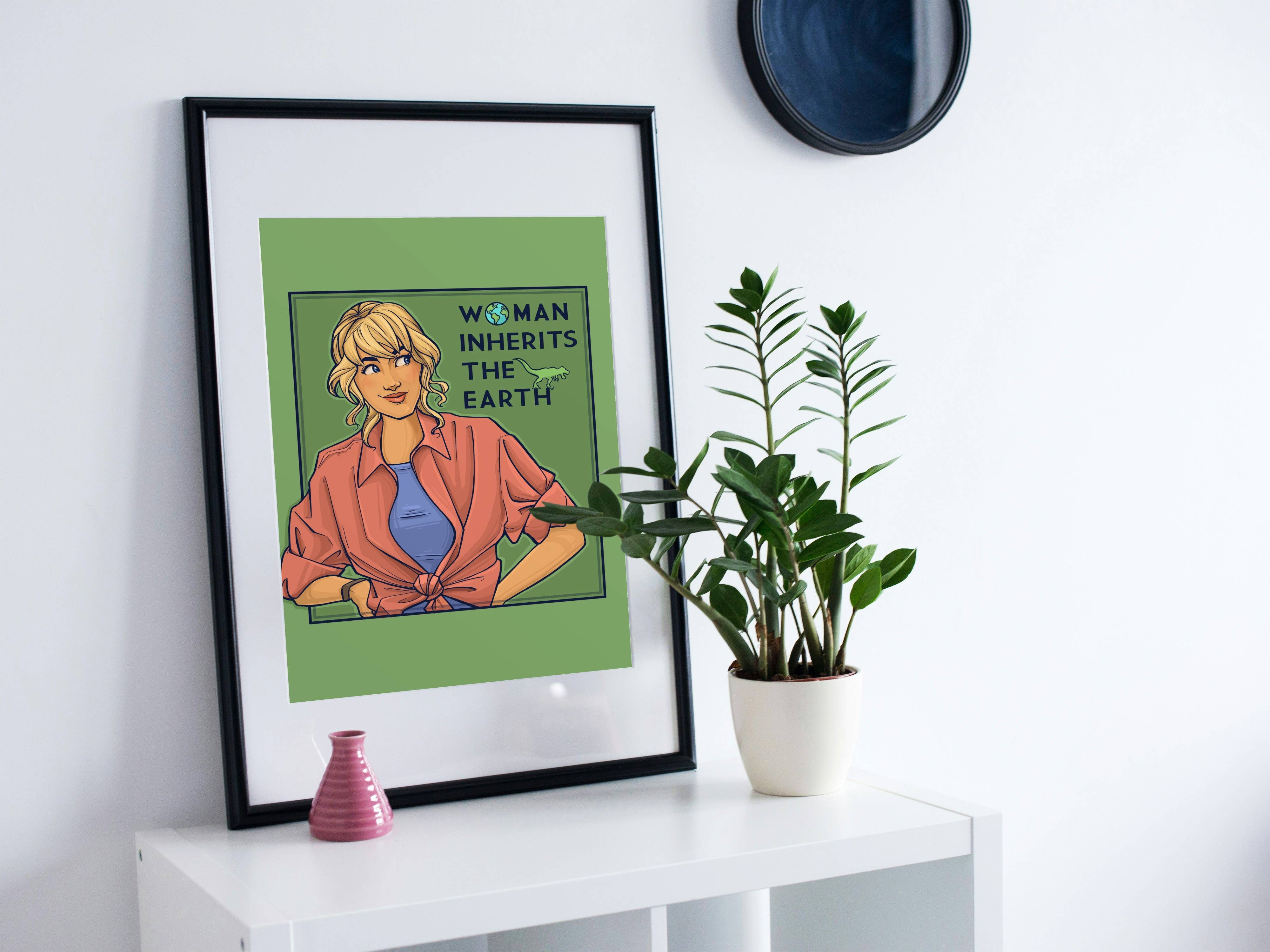 Karen Hallion Illustration – wholesale Konsttryck – Kvinna ärver jorden - 11x14 tums tryck