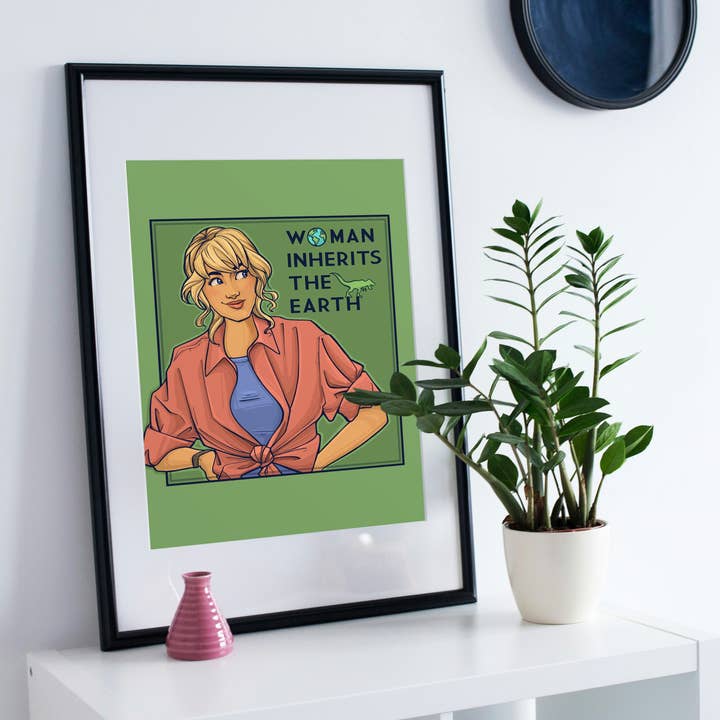 Karen Hallion Illustration – wholesale Konsttryck – Kvinna ärver jorden - 11x14 tums tryck0