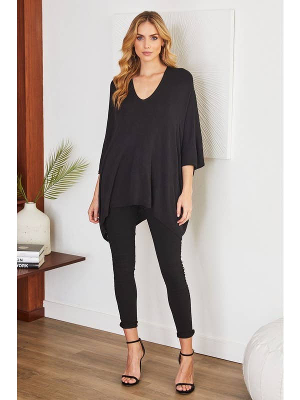 VENTI6 - Venta al por mayor Túnica - Mujer - TOP DE PUNTO LIGERO OVERSIZE CON ESCOTE EN V DRAPEADO (2920)12