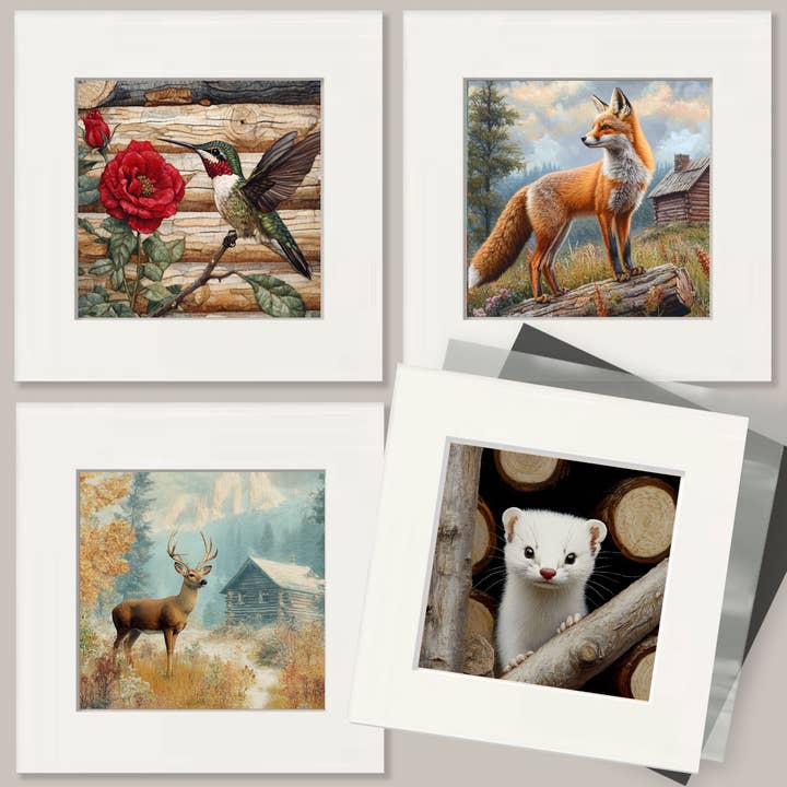 Mowbi - Wholesale Art Print - Skunk Passing By - Log Cabin Companions Wall Art Prints – 8″x10″ Artwork for 11″x14″ Frame