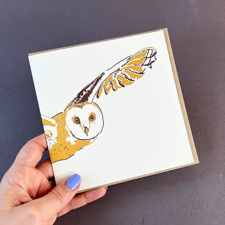 Penguin Ink – wholesale Everyday greeting card – Barn Owl Letterpress Card2