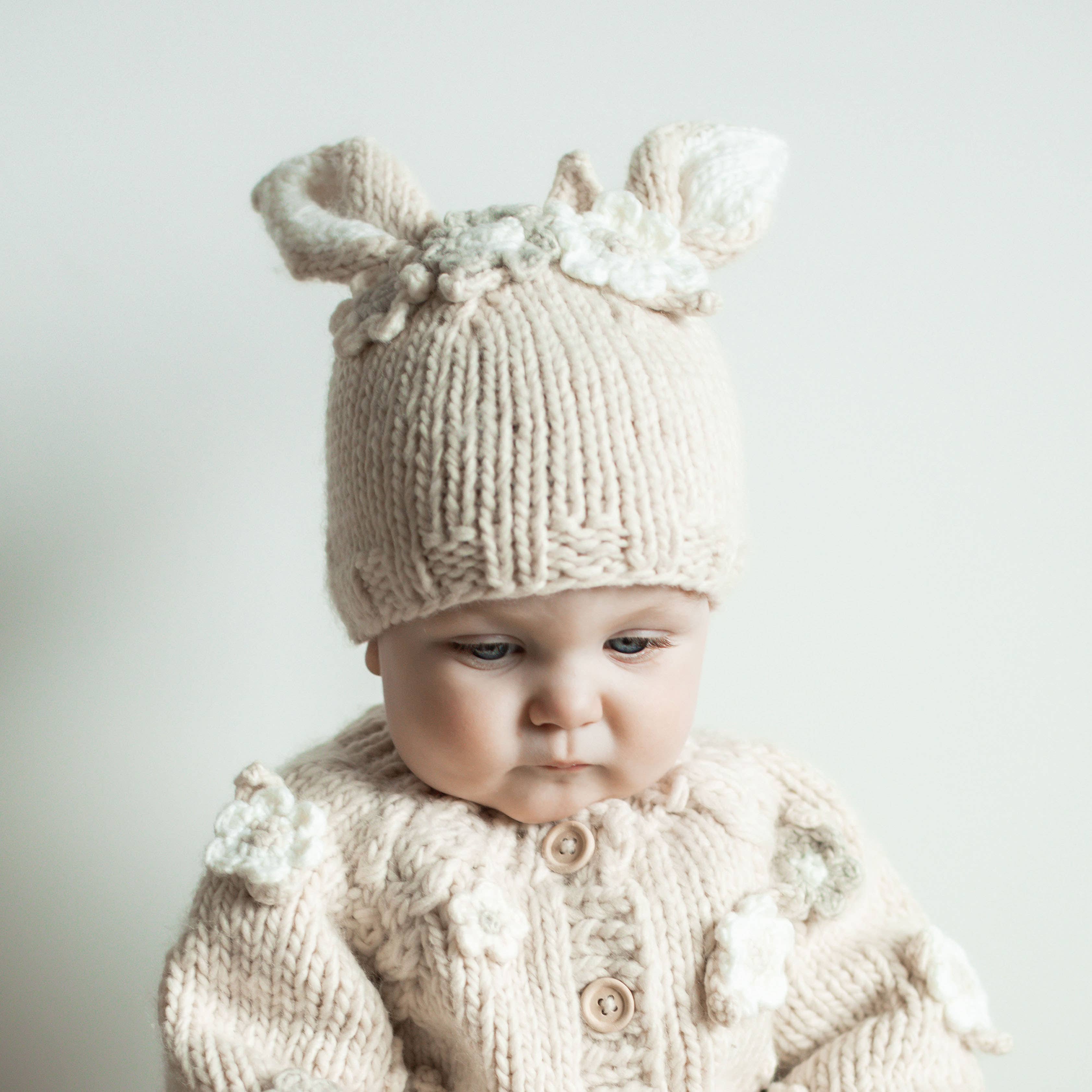 Huggalugs – wholesale Beanie – Kids – Flower Bunny Beanie Natural Baby & Kids1