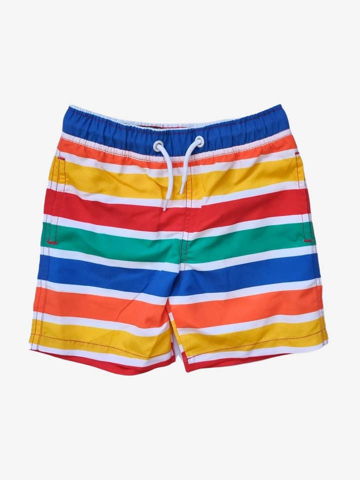 Børne badeshorts med glade striber, UV-beskyttelse UPF 50+ for engroshandel hos Toby Tiger GmbH