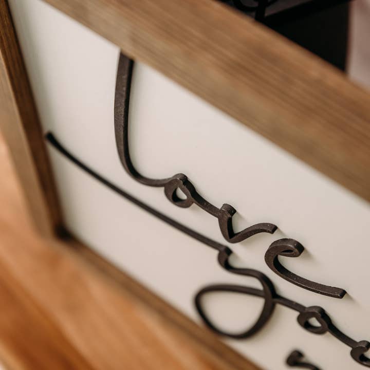 Nail and Hook Laser Cut Home Decor - Wholesale Sign - Love You More | 11x16 inch Wood Framed Sign | 3D Lettering4