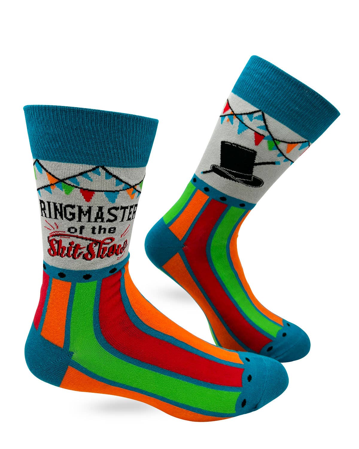 Ringmaster Of The Shit Show Men's Novelty Crew Socks for wholesale by Fabdaz