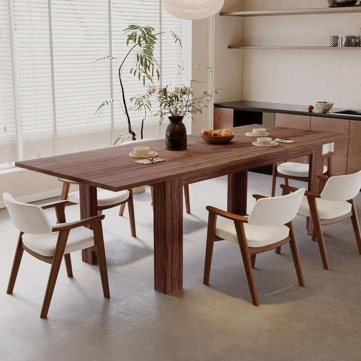 Expandable Dining Table For 6 To 8 Seater Brown Engineered Wood for wholesale on Faire6