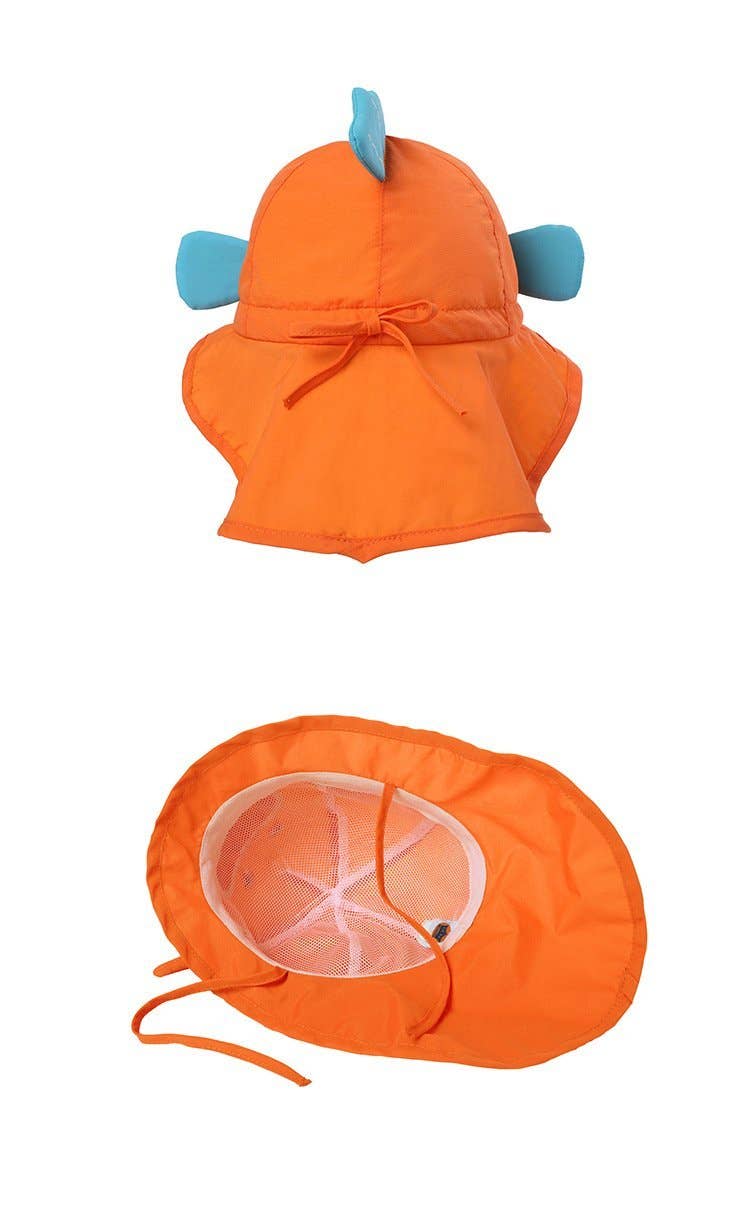 orange Cartoon Goldfish Cute Outdoor Sunscreen Children's Shawl Hat for wholesale on Faire5