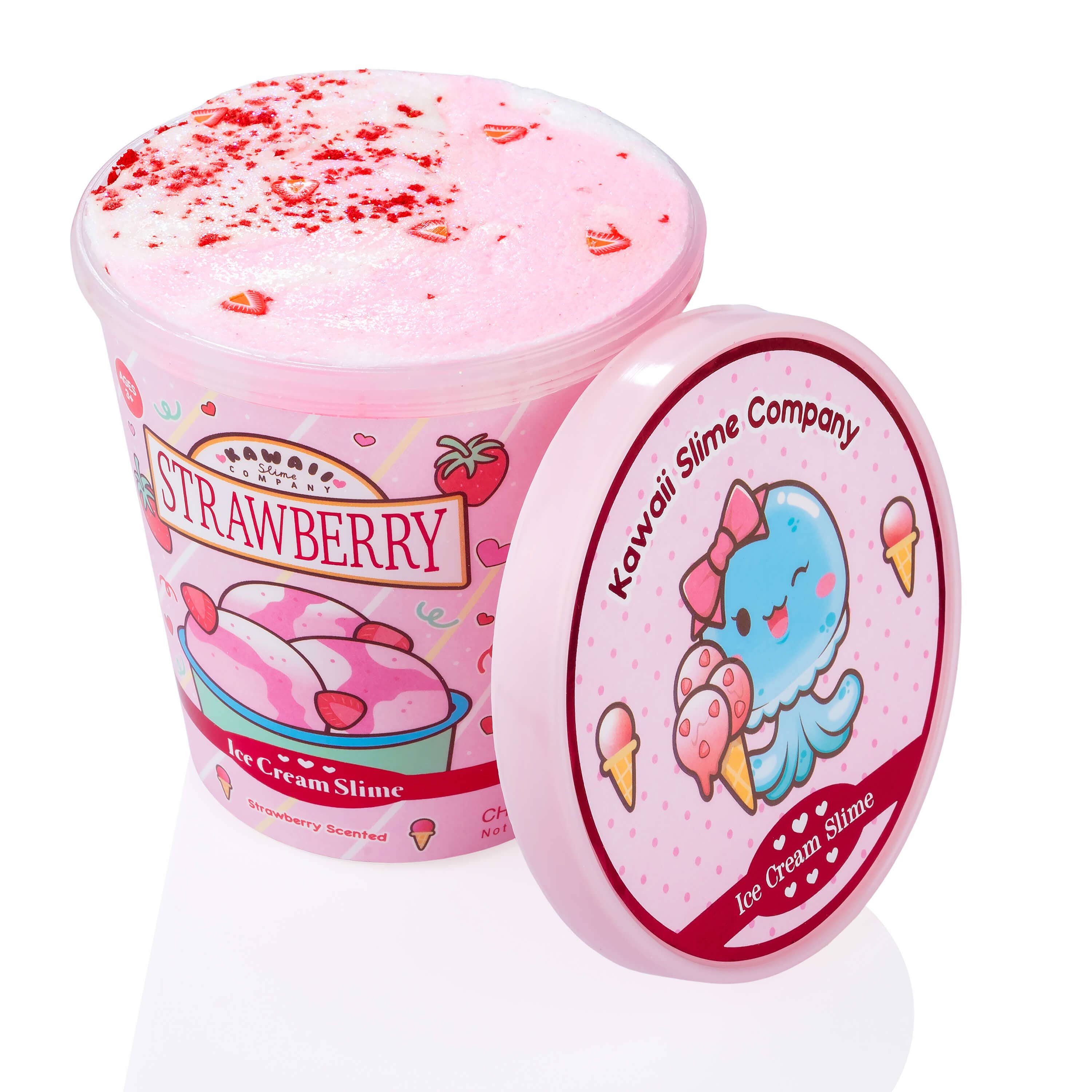 Kawaii Slime Company – wholesale Putty/slime – Child – Strawberry Scented Ice Cream Pint Slime (5pcs/case)6