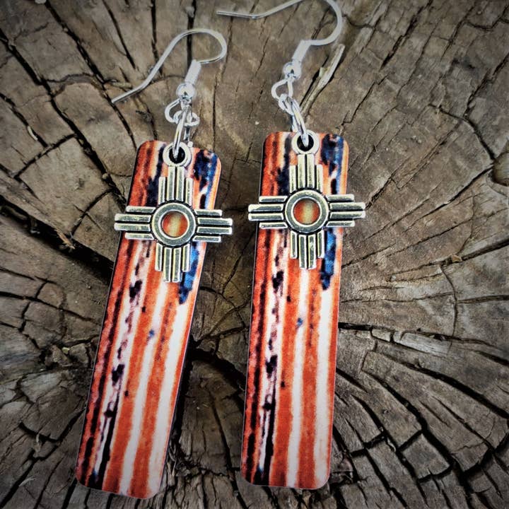 Boucles d'oreilles Zia, boucles d'oreilles patriotiques, boucles d'oreilles drapeau, bijoux drapeau pour la vente par Small Blessings by LuLu