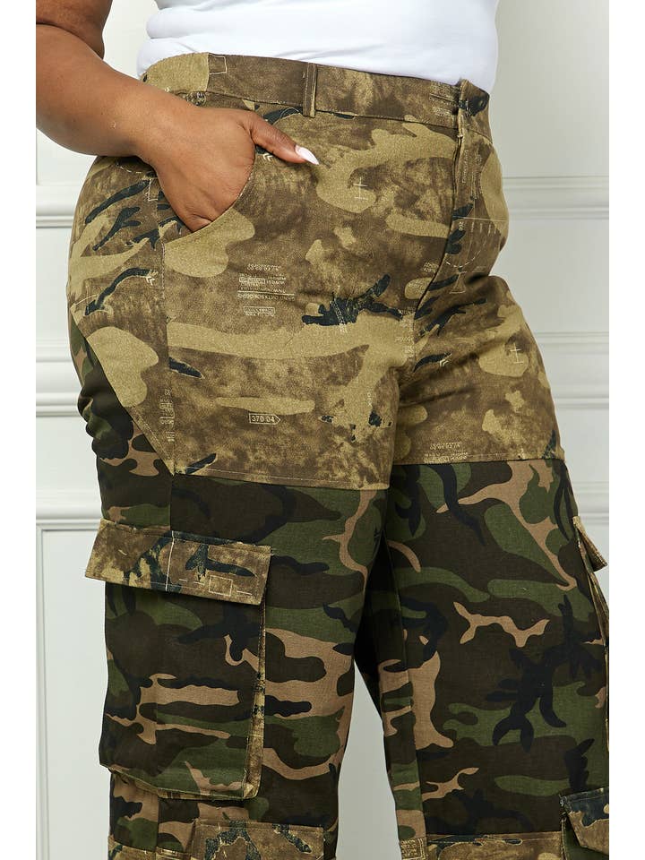 G092 Camouflage Plus Camo højtaljede sidelommer Cargo bukser for engroshandel på Faire5