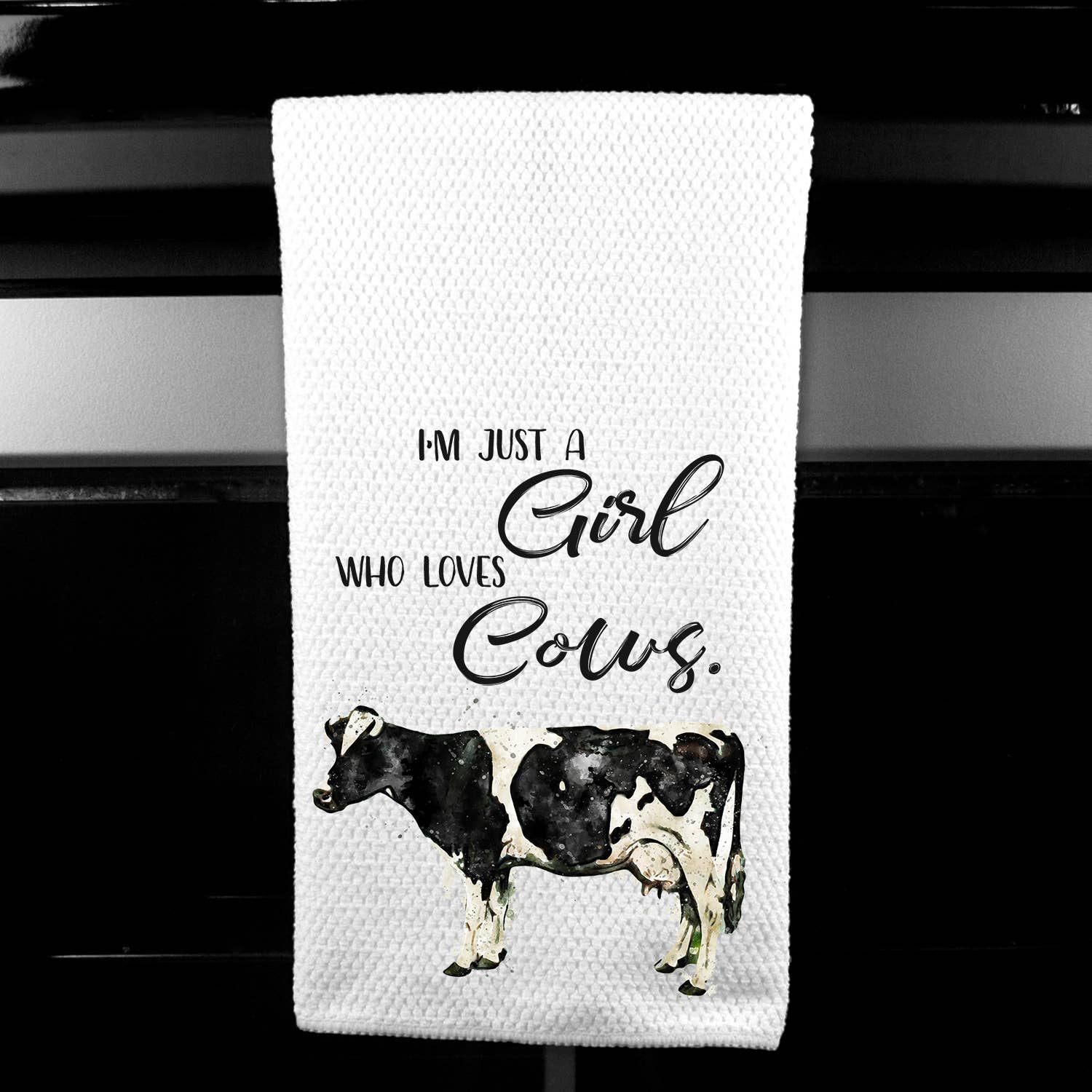 Dasha Alexander - Wholesale Tea Towel - I'm Just a Girl Who Loves Cows Microfiber Towel 0