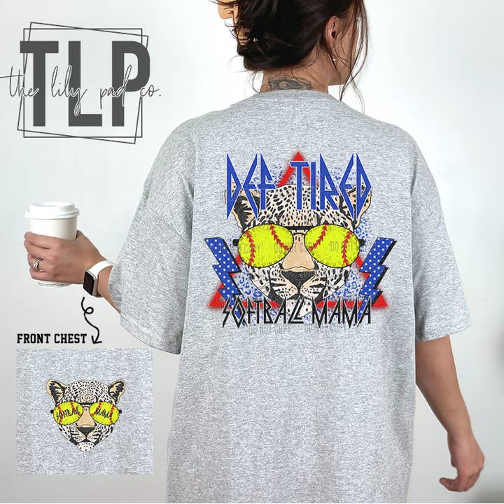 Def Tired Softball Mama Grafik-T-Shirt für den Großhandel von TLP The Lily Pad Co.