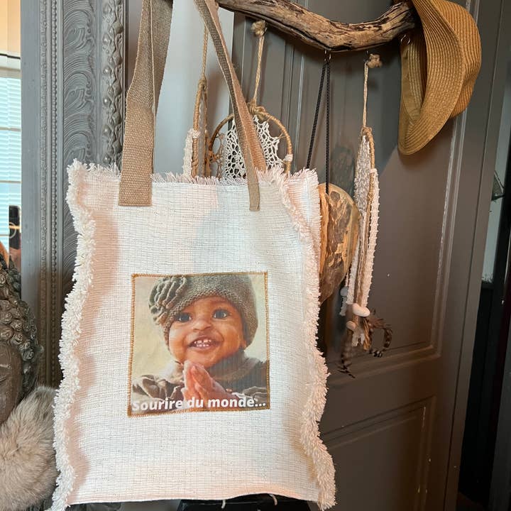 Child's smile tote bag for wholesale by La marquisette