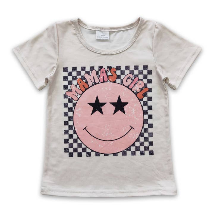 Mama's girl smile short sleeves boho baby girls shirt for wholesale by Yawoo Garments