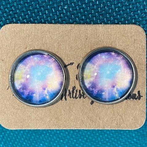 SMA Artistry Creations - Wholesale Knopjes/oorstekers - 12 mm Galaxy-design glazen cabochon oorknopjes28