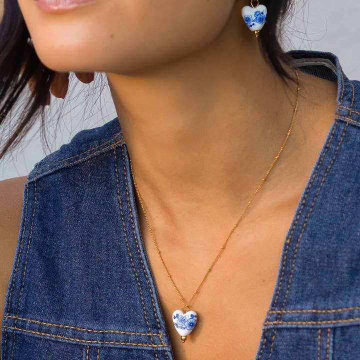 Peter and June - Wholesale Pendant/Charm Necklace - Dynasty Necklace - 18K Gold Plated + Ceramic 1