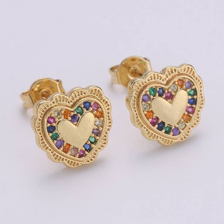 Heart Stud Earrings • Heart Earrings • Heart Jewelry • Dainty Gold Heart Earrings • Stud Earrings • Gift for Her • Cute Earrings Q-263 for wholesale by Aim Eternal