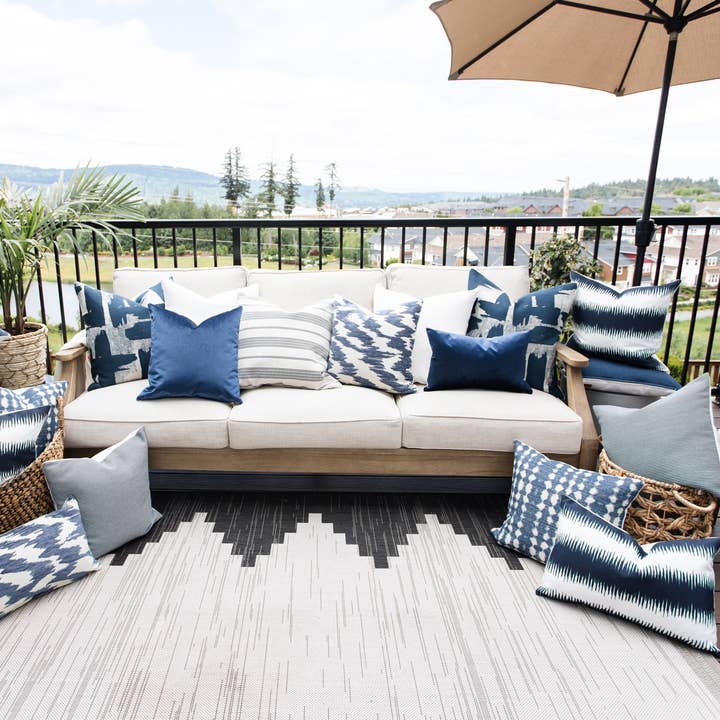 Linen & Ivory - Wholesale Throw Pillow Cover - MIDNIGHT || Navy/ Indigo Velvet Indoor/Outdoor Pillow Cover6