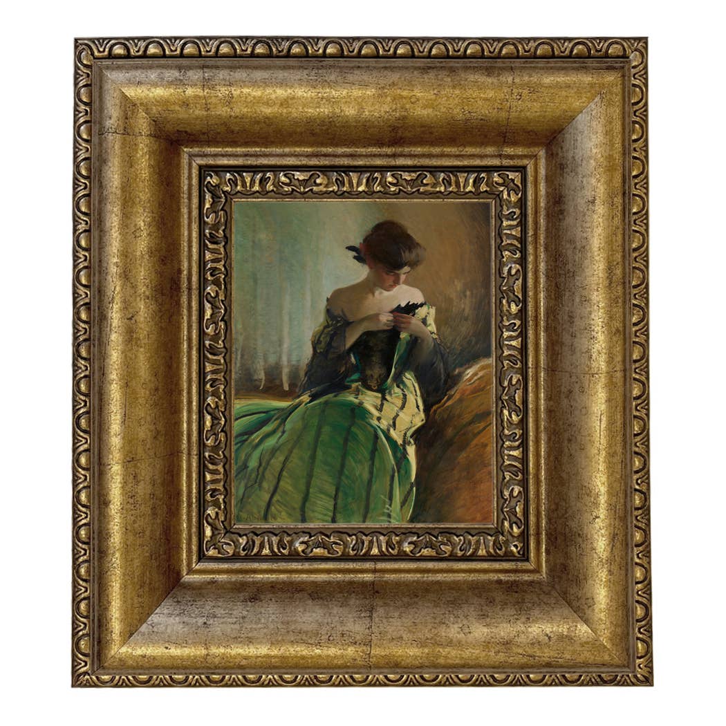 Madison Bay Co. - Historical Home Decor Reproductions - Vendita all'ingrosso Stampa artistica - Stampa su Tela Vintage di Donna in Abito Nero e Verde4