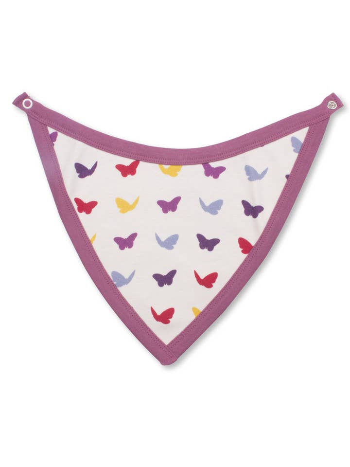 Bavoir Butterfly Multi Framboise en coton biologique pour la vente par Jazzy Organics