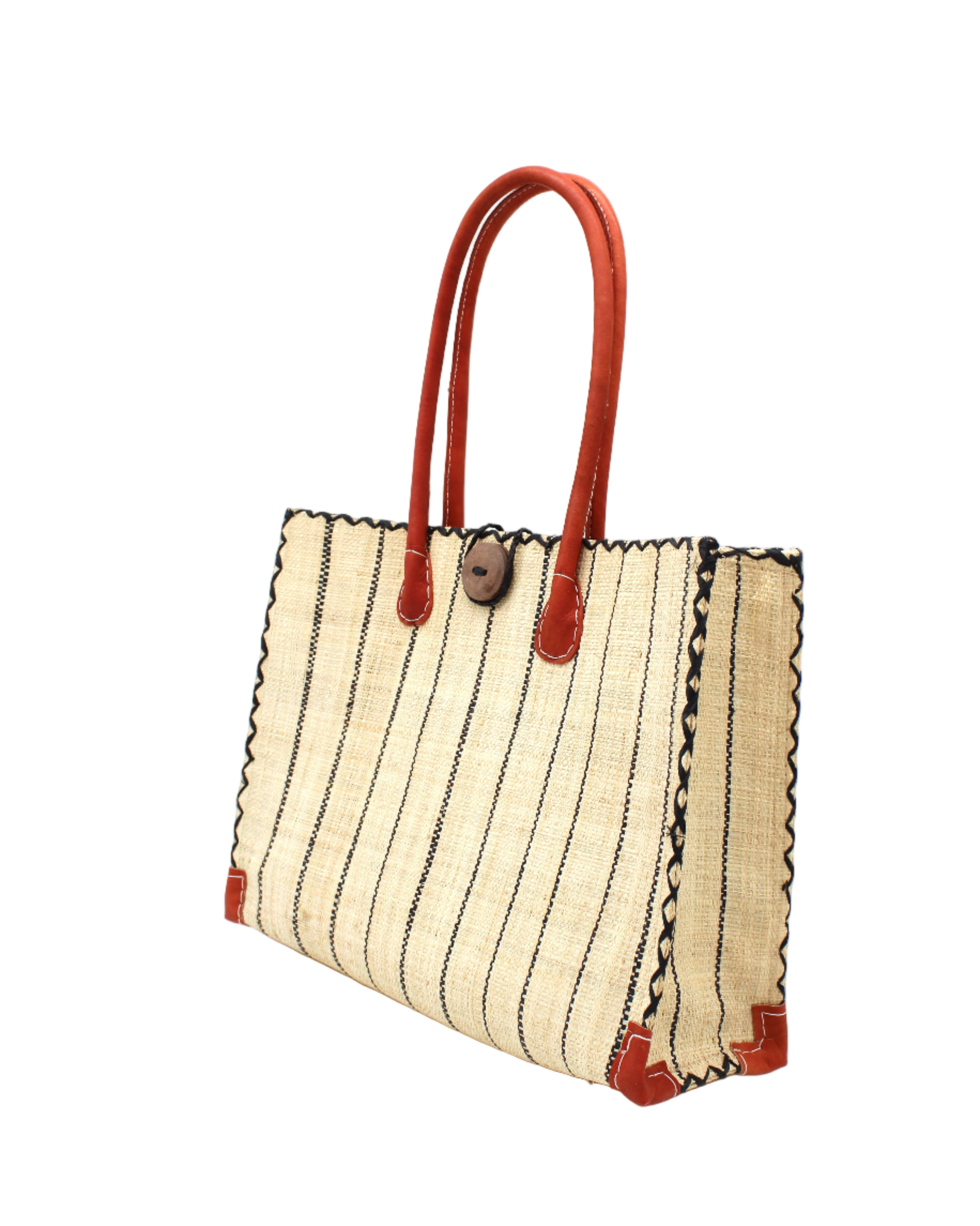 Shebobo - Wholesale Beach Bag - Zafran Pinstripes Straw Beach Bag12